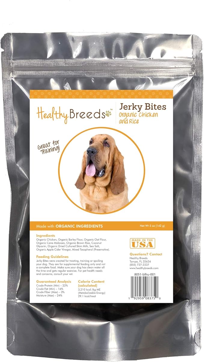 Healthy Breeds Bloodhound Jerky Bites Chicken & Rice Recipe Dog Treats 5 oz
