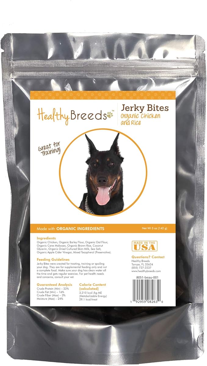 Healthy Breeds Beauceron Jerky Bites Chicken & Rice Recipe Dog Treats 5 oz