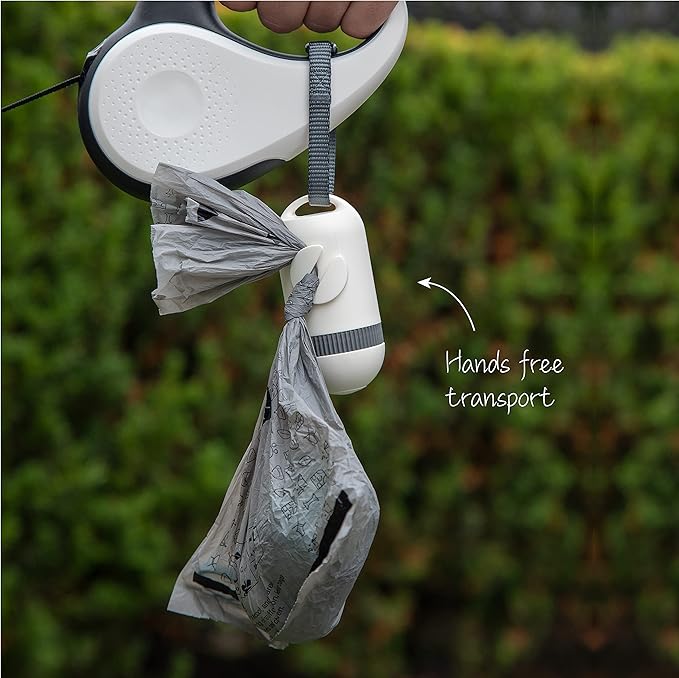 SVD.PET poop bag Dispenser, Retractable waste bag Fits Any Dog Leash, Compostable, poop bag Holder, Dog Walking Accessory (Pearl White)
