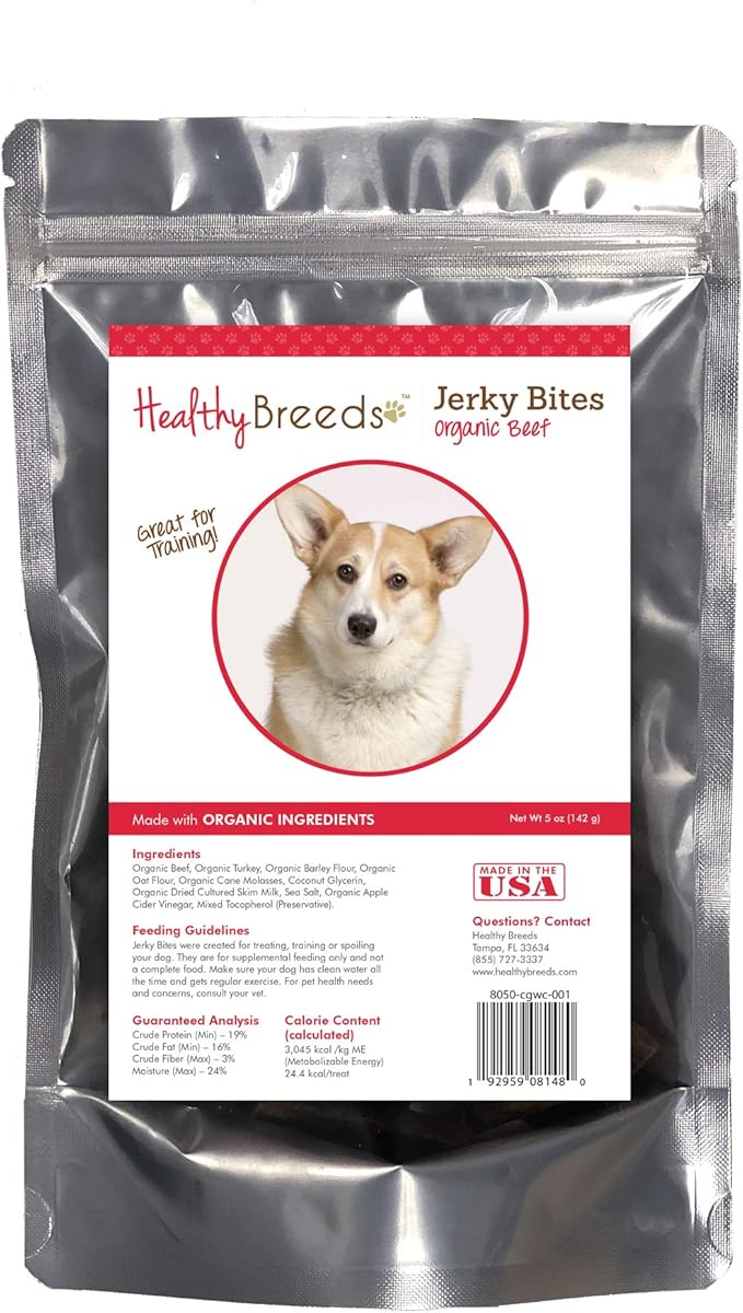 Healthy Breeds Cardigan Welsh Corgi Jerky Bites Beef Recipe Dog Treats 5 oz