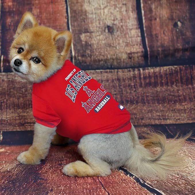 MLB LA ANGELS Dog T-Shirt, X-Large. - Licensed Shirt for Pets Team Colored with Team Logos. - Premium Stretchable Materials for The comfort of your Dog & cat.