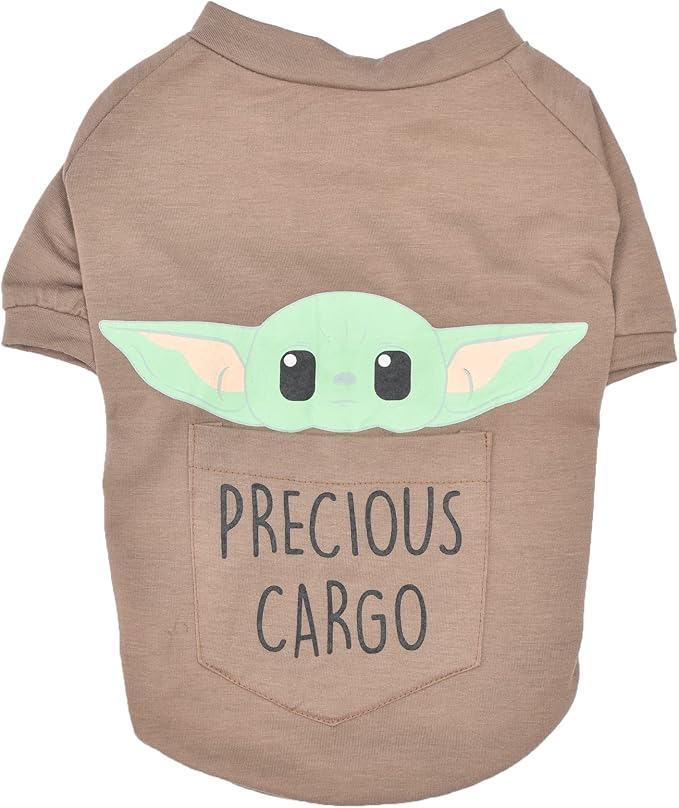 STAR WARS for Pets The Mandalorian Precious Cargo Dog T-Shirt, Large (L) | GROGU Tee Shirt for Dogs | STAR WARS Pet Apparel Featuring The Child, STAR WARS Tee for Dogs, Brown (FF20728)