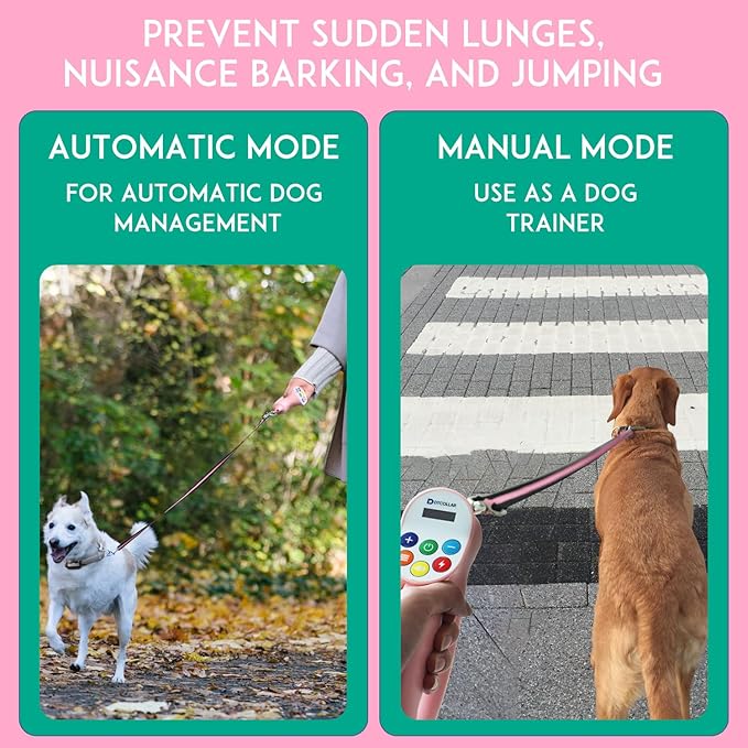 Electronic Dog Training Leash Collar - Adjustable Sound/Vibration/Static Stimuli Shock Collar, Traction Force Trigger Induction Collar, Long-Range Training Collars, Water-Resistant Dog Collar