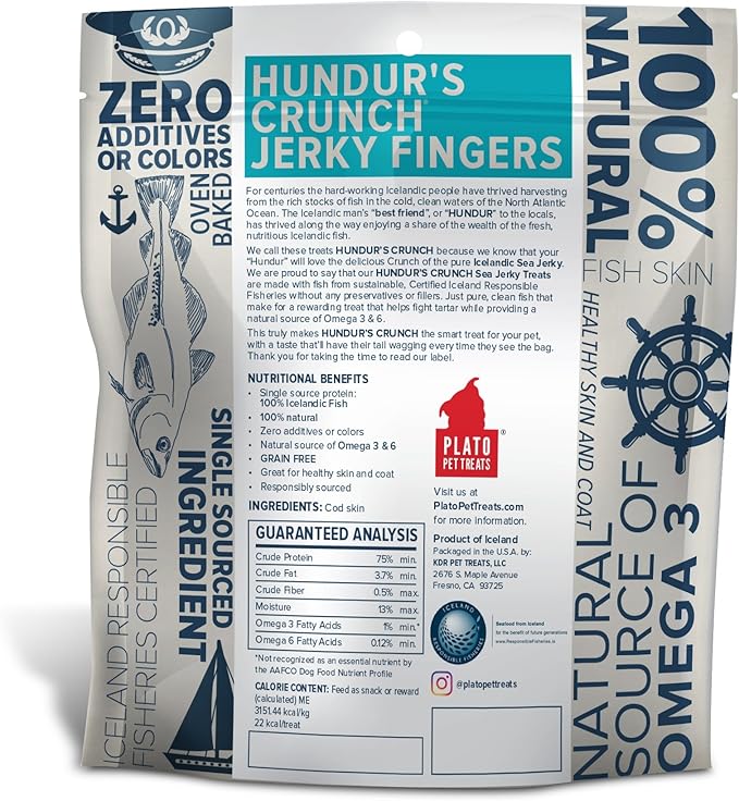 Plato Dog Treats – Hundur’S Crunch Jerky Fingers – 3.5 Oz (2 Pack)