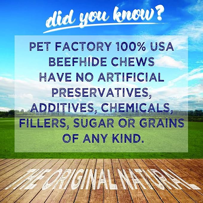 Pet Factory 100% Made in USA Beefhide 7" Braided Sticks Dog Chew Treats - Natural Flavor, 6 Count/1 Pack