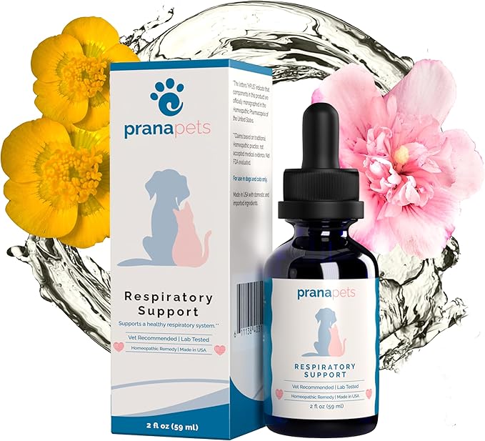 Respiratory Support Supplement for Dogs & Cats | Naturally Promotes Optimal Respiratory Function in Pets | Safely aids with Symptoms of Seasonal Allergies | by Prana Pets