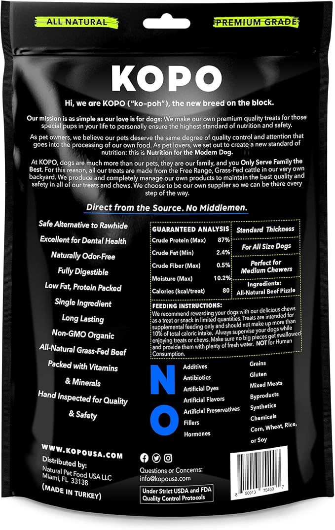 Kopo Bully Sticks 7-inch (7 Pack) - Odor Free Natural Dog Treats - 100% Beef, Fully Digestible, Long Lasting, No Hide Dog Chews