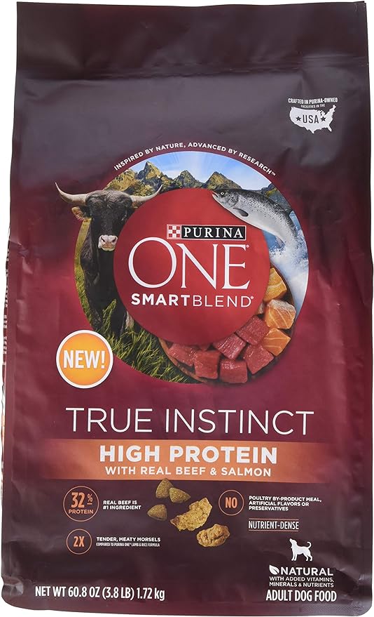 Purina ONE Natural, High Protein Dry Dog Food, SmartBlend True Instinct With Real Beef & Salmon, 3.8 lb