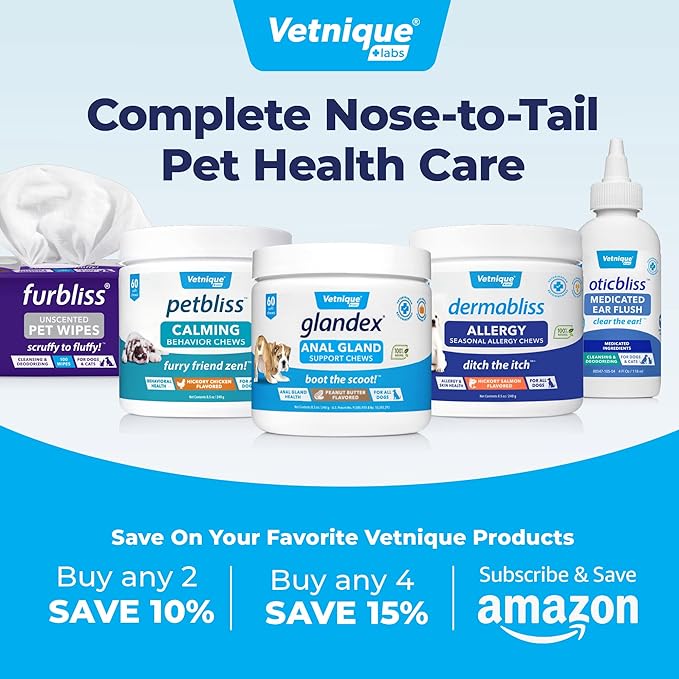 Vetnique Labs Glandex Dog Wipes for Pets Cleansing & Deodorizing Anal Gland Hygienic Wipes for Dogs & Cats with Vitamin E, Skin Conditioners and Aloe (600ct)