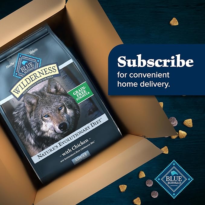 Blue Buffalo Wilderness Adult High-Protein Dry Dog Food with Real Chicken, Grain-Free, Made in the USA with Natural Ingredients, Chicken, 4.5-lb. Bag