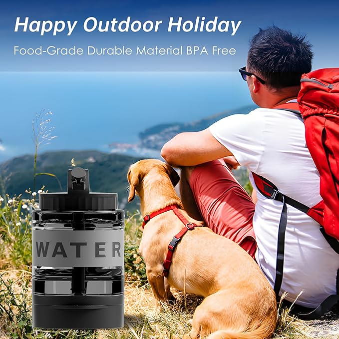 77oz Dog Water Bottle,Dog Camping Essentials Large Dog Water Bowl Dispenser with Pull-Out Drinking Bowl,Portable Travel Water for Dog, Dog Beach Accessories,Camping with Dogs Must Haves,Bpa Free