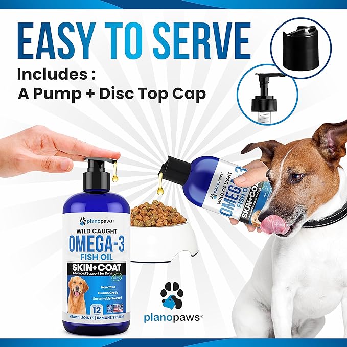 Omega 3 Fish Oil for Dogs - Better Than Salmon Oil for Dogs - Dog Fish Oil Supplement - Reduce Shedding & Itching - Supports Joints, Brain, Heart Health- Dog Skin and Coat Supplement - Fish Oil Liquid