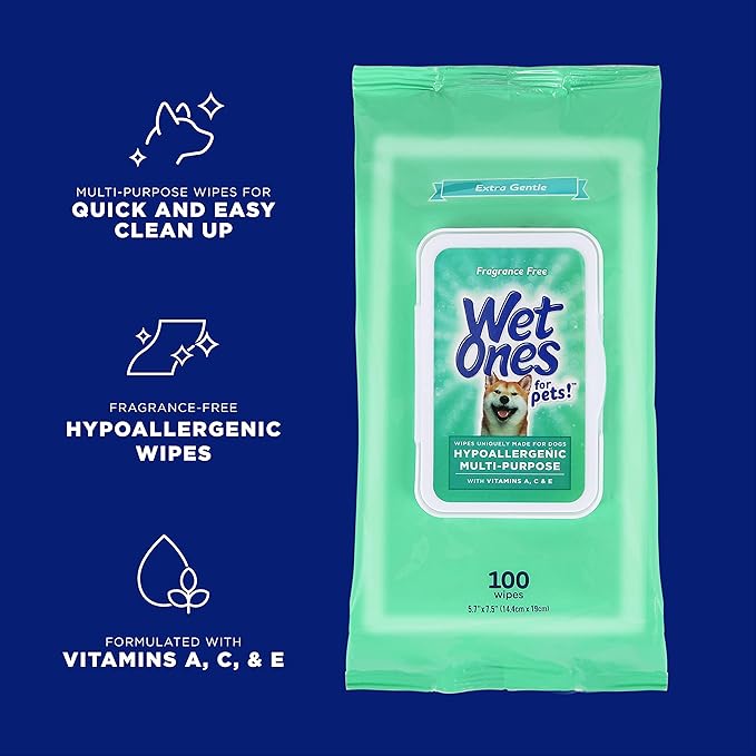 for Pets Multi-Purpose Dog Wipes with Vitamins A, C + E - Fragrance-Free Dog Wipes for All Dogs Wipes with Wet Lock Seal - 300ct Total Wipes for Dogs