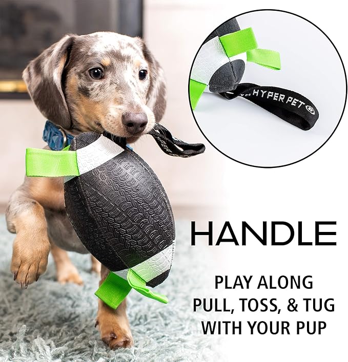 Hyper Pet Grab Tabs Dog Toys - Interactive Dog Toys for Fetch, Tug, Retrieving & Water Play - 5.5" Football, for All Breeds