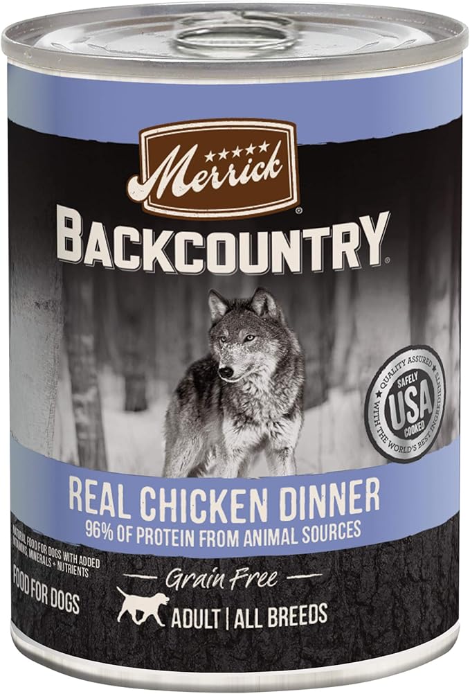 Merrick Backcountry Grain Free Premium Canned Dog Food, Soft And Healthy Wet Recipe, Real Chicken Dinner - (Pack of 12) 12.7 oz. Cans