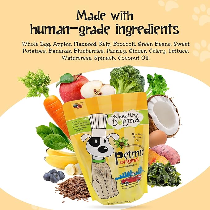 Healthy Dogma - PetMix Dehydrated Dog Food for Allergies, Joint Support & Mobility - Grain Free, Raw, Homemade Dog Food (Original, 2 lbs)