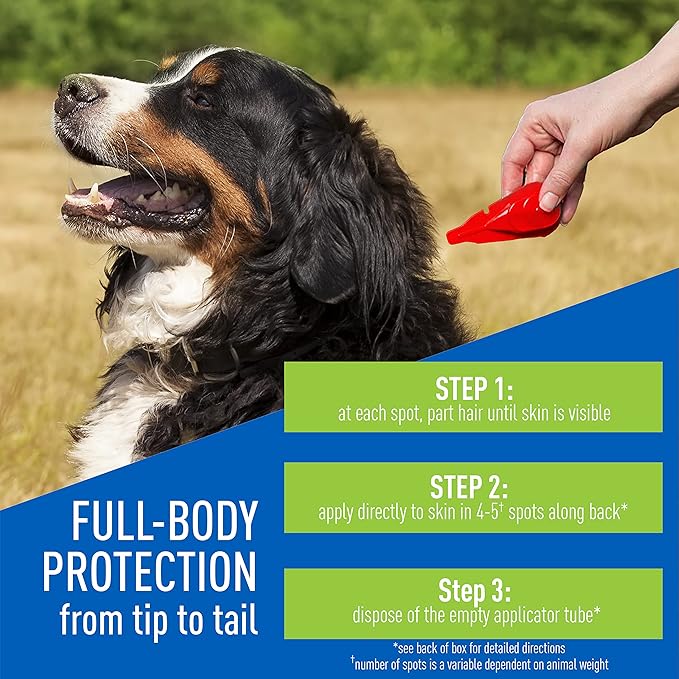 Adams Plus Flea & Tick Prevention Spot On for Dogs 61-150 Pounds, 12 Weeks & Older, 3-Month Supply, Kills Fleas, Flea Eggs, Flea Larvae & Brown Dog & Deer Ticks, Kills & Repels Mosquitoes For 30 Days
