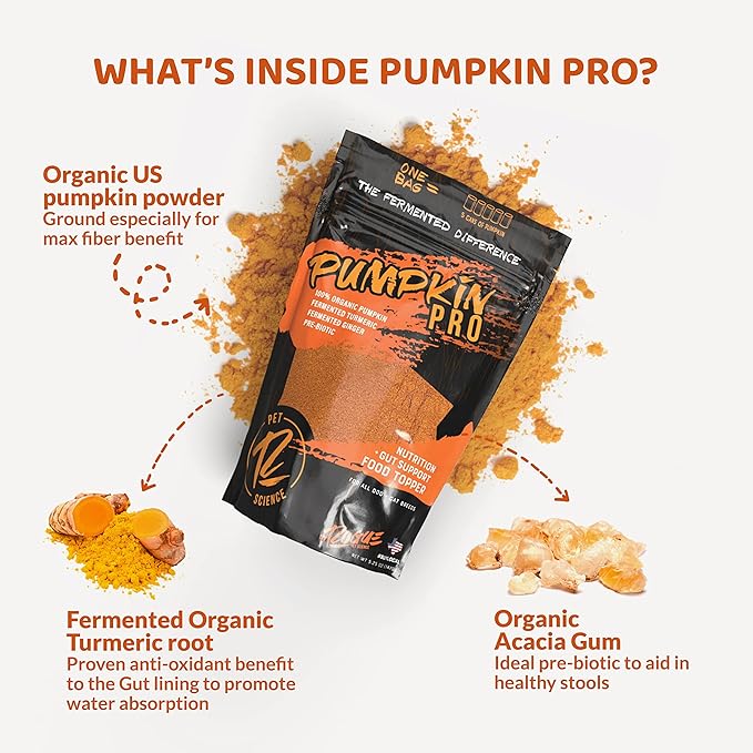 Pumpkin Pro for Dogs - Tasty Powdered Digestive Support Food Topper w/Organic Pumpkin - Supports Prebiotic Fiber Source & Nutrition - Helps Loose Stool and Gut Inflammation(5.25 oz)
