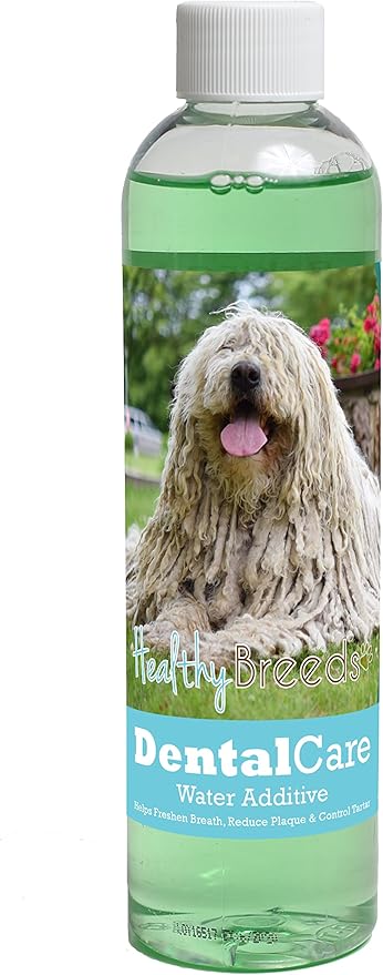 Healthy Breeds Dog Dental Care Water Additive for Komondorok - Helps Freshen Breath, Reduce Plaque & Control Tartar - Mint Flavor - 8 oz
