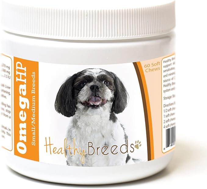 Healthy Breeds Shih-Poo Omega HP Fatty Acid Skin and Coat Support Soft Chews 60 Count