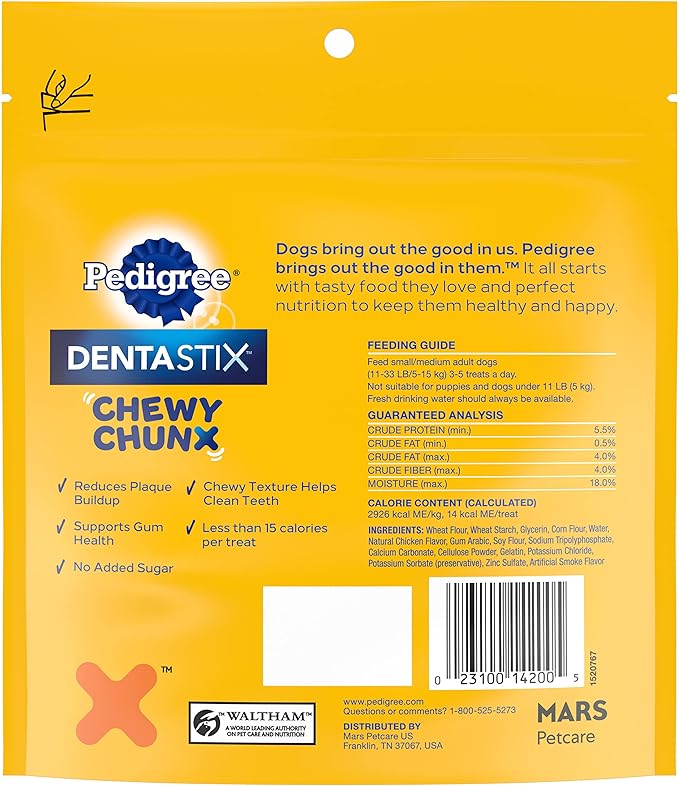 PEDIGREE DentaStix Chewy Chunx Dental Treats, Small/Medium Dog – 4 oz.