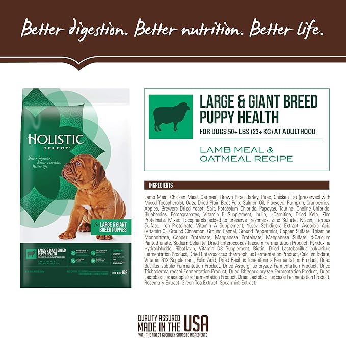 Holistic Select Natural Dry Dog Food, Large & Giant Breed Puppy Recipe, 30-Pound Bag