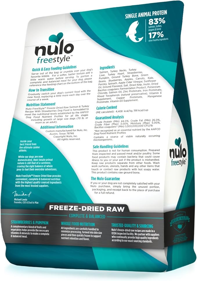 Nulo Freestyle Freeze-Dried Raw, Ultra-Rich Grain-Free Dry Dog Food for All Breeds and Life Stages with BC30 Probiotic for Digestive and Immune Health 13 Ounce (Pack of 1)