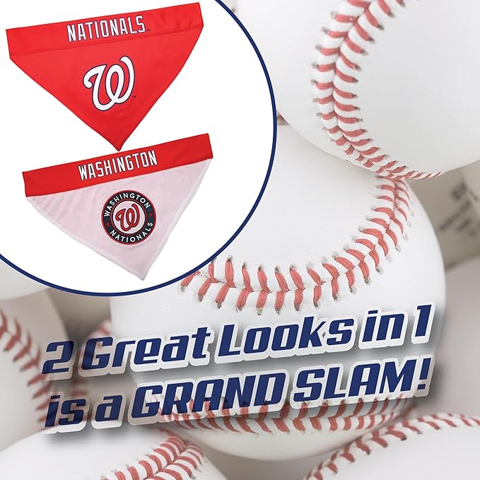 Pets First NAT-3217-S-M MLB Washington Nationals Reversible Pet Bandana, Small/Medium, MLB Team Color