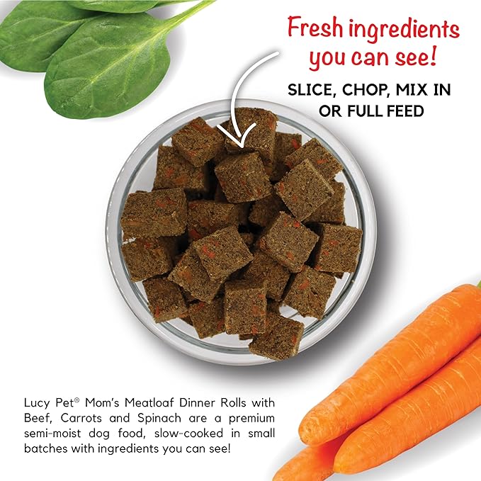 Lucy Pet Dinner Rolls-Mom's Meatloaf Beef with Carrots and Spinach 4lb
