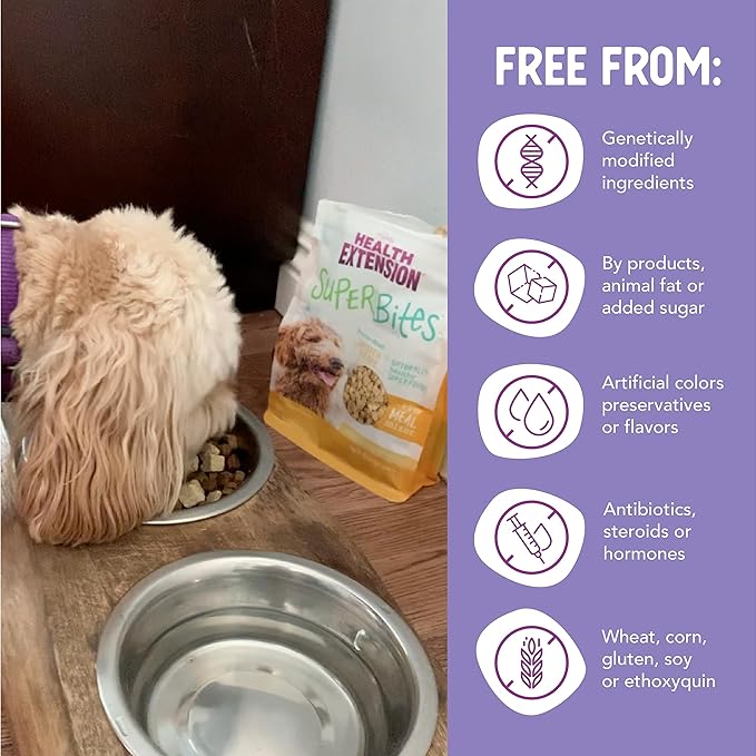 Health Extension Super Bites, Freeze-dried Raw, Gluten & Grain-free, with Extra Protein & Super Tasty Healthy Meal Mixer for Dogs, Chicken Recipe (18 Oz / 226 g)