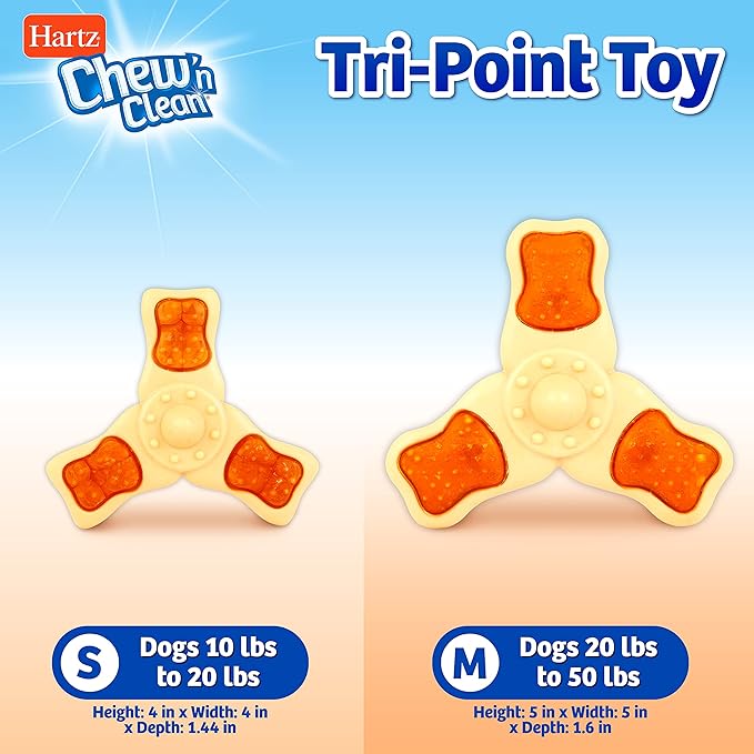 Hartz Chew ‘n Clean Chew Chicken Flavored Tri-Point Dog Treat & Chew Toy, Small 2 Pack