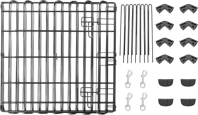 Amazon Basics - Octagonal Foldable Metal Exercise Pet Play Pen for Dogs, Fence Pen, Single Door, Extra Small, 60 x 60 x 24 Inches, Black