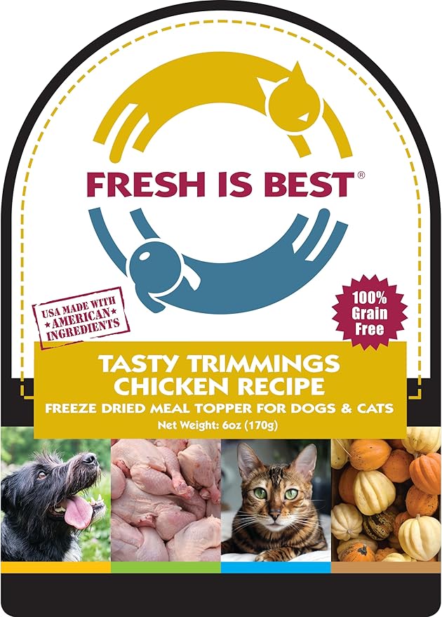 Fresh Is Best - Tasty Trimmings Freeze Dried Raw Meal Topper for Dogs & Cats - Chicken, 6 Ounces