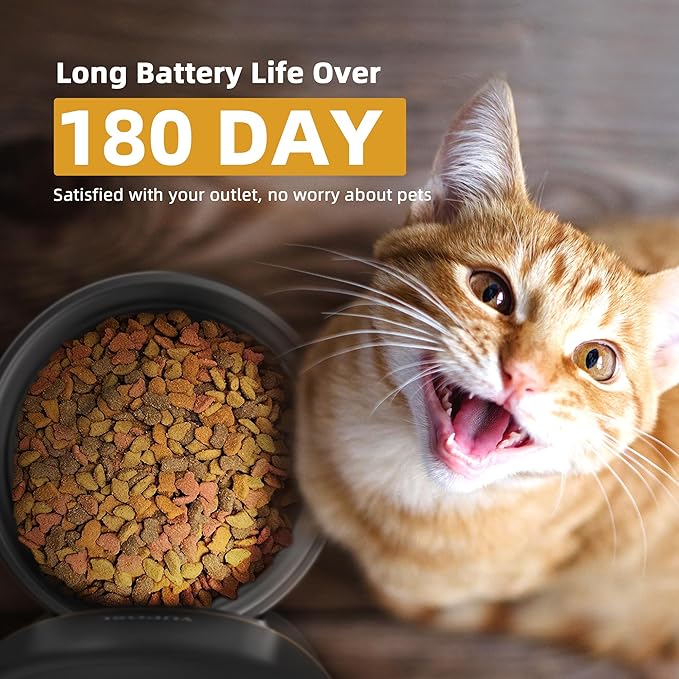 Automatic Cat Feeders - 2L/4L Cat Food Dispenser Easy to Use, Timed Automatic Pet Feeder with Over 180-day Battery Life, 1-6 Meals Dry Food Programmable Portion Control Also for Dogs