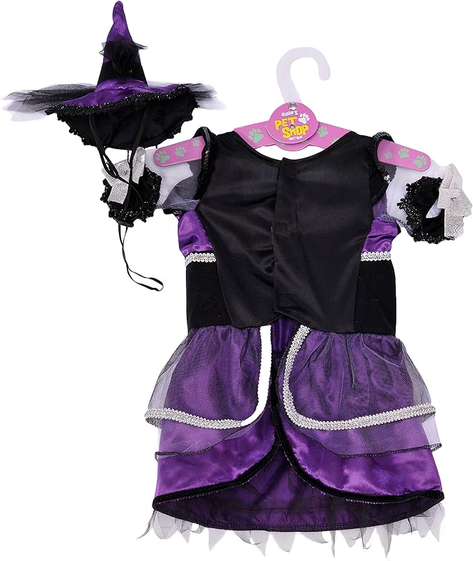 Rubie's Pet Costume, Large, Purple Witch Dress and Hat