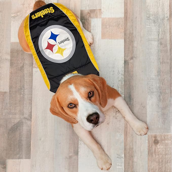 Pets First Pets NFL Licensed Dog & Cat Vest Pet Puffer Down Coat Jacket, Team Color, Large US