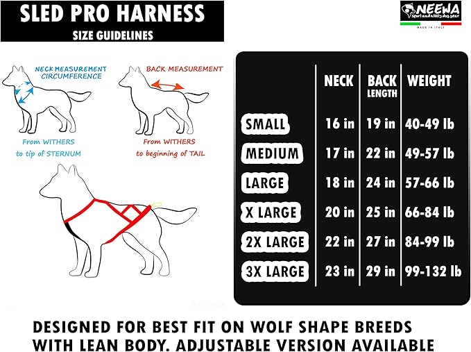 Neewa Sled Pro Harness (XXX-Large, Red), Dog Pulling Harness, Husky Harness, Mushing Harness, X Back Harness Dog for Dog Exercise, Bikejoring, Skijoring, Dog Sledding, Canicross, Dog Harness