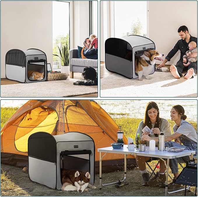 Petsfit Pop Up Collapsible Dog Crate for Large Dogs, Waterproof Cat Cage Soft Dog Kennel Carrier for Traveling