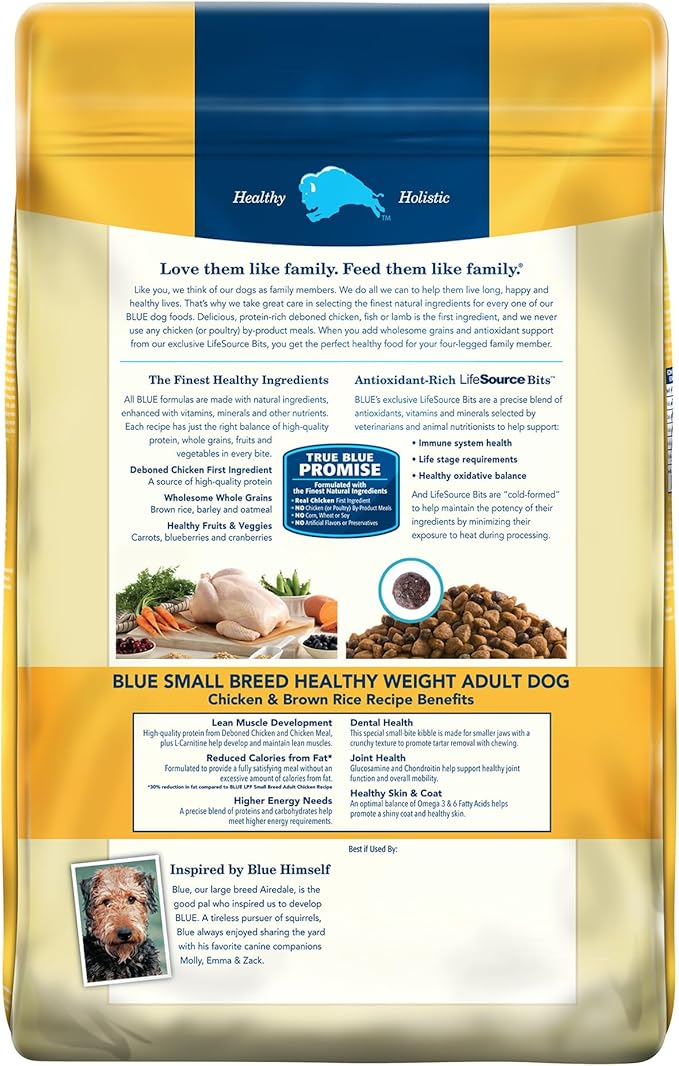 Blue Buffalo Life Protection Formula Healthy Weight Natural Small Breed Dry Dog Food, Supports an Ideal Weight, Made with Natural Ingredients, Chicken & Brown Rice Recipe, 15-lb. Bag