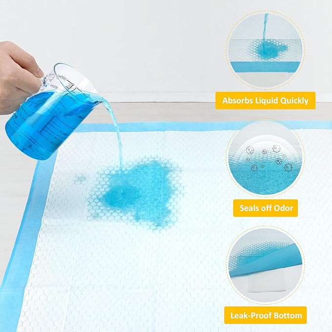 Sted Dog Pee Pads Extra Large 28"x34", Thicken 6 Layers Pee Pads for Dogs, Quickly Absorbs & Leak-Proof Dog Pads, Disposable Puppy Pads Pet Training Pads Potty Pads for Dogs, Doggie Pee Pads, 60Ct
