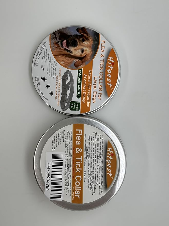 Flea and Tick Collar for Large Dog, 12-Month Full-Body Protection, Natural Ingredients, Free Flea Comb and Tweezers Included, 2 packs