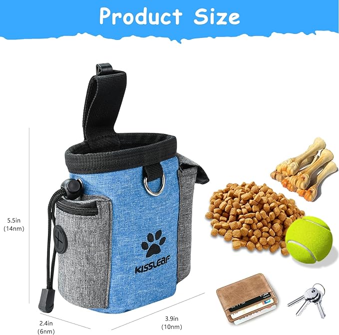 Dog Treat Pouch, Treat Pouches for Pet Training, Dog Treat Training Pouch Dog Clicker, Dog Training Treat Pouch Built-in Poop Bag Dispenser, Hands-Free Snack Dog Treat Bag