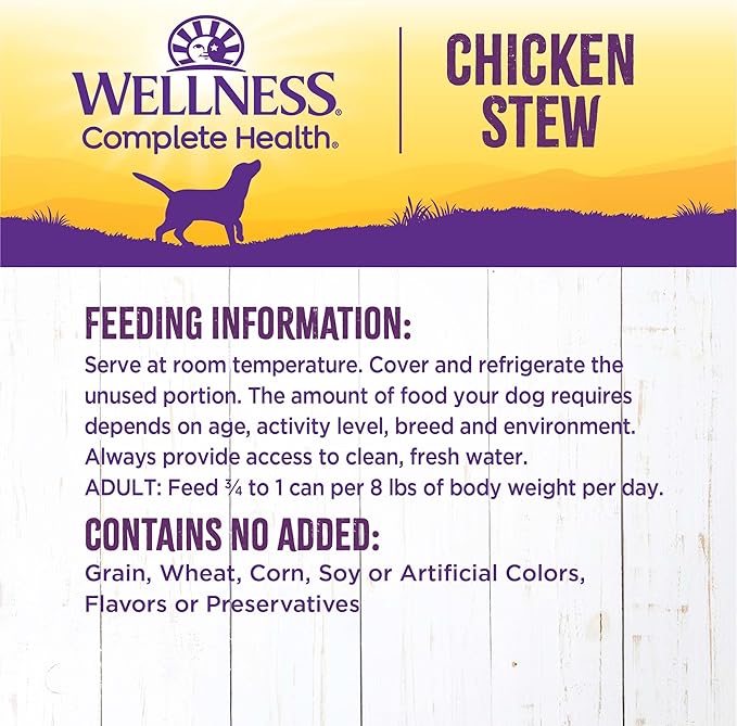 Wellness Thick & Chunky Natural Grain Free Canned Dog Food, Chicken Stew, 12.5-Ounce Can (Pack of 12)
