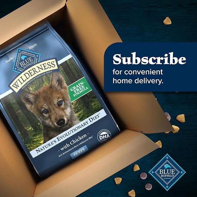 Blue Buffalo Wilderness Puppy High-Protein Dry Dog Food with Real Chicken, Grain-Free, Made in the USA with Natural Ingredients, Chicken, 24-lb. Bag
