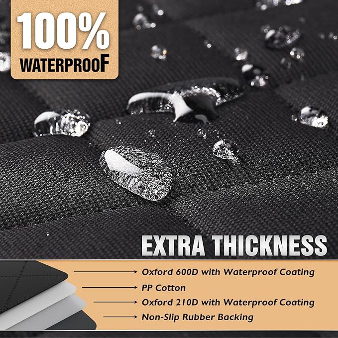 K KNODEL Dog Seat Cover, 100% Waterproof Car Seat Cover for Pets, Pet Seat Cover Dog Hammock, Heavy Duty Scratch Proof Pet Back Seat Covers, Zippered Side Flaps for Cars, Trucks and SUVs (Black)
