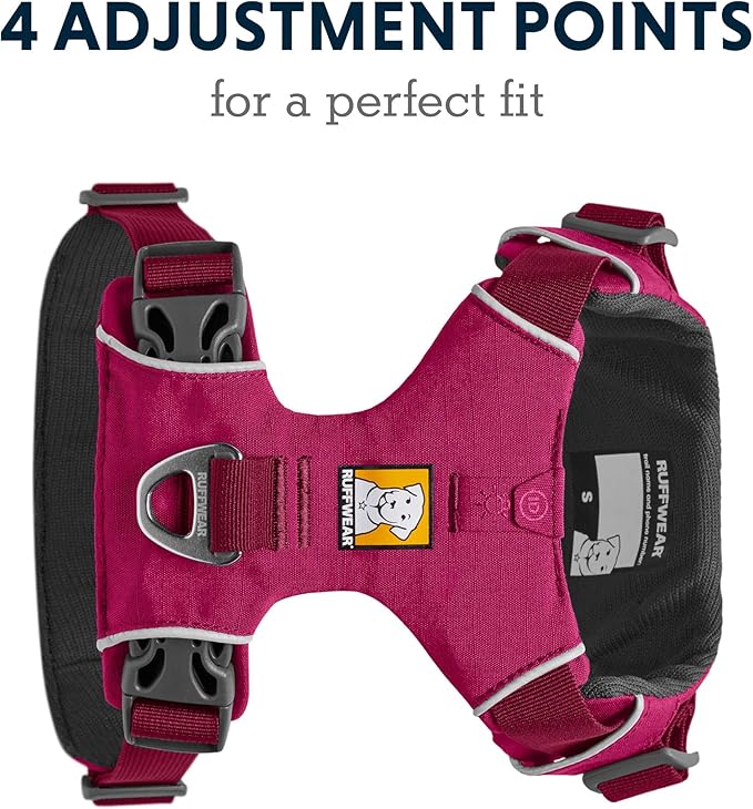 Ruffwear, Front Range Dog Harness, Reflective and Padded Harness for Training and Everyday, Hibiscus Pink, Medium