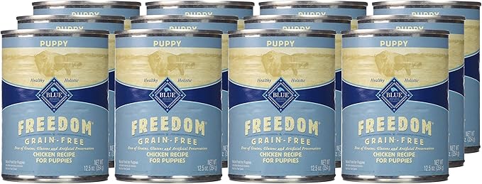 Blue Buffalo Freedom Grain Free Natural Puppy Wet Dog Food, Chicken 12.5oz cans (Pack of 12)
