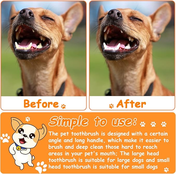 70 Pieces Dog Tooth Brush Pet Toothbrush Soft Grooming Dogs Toothbrush Dog Double Sided Toothbrush Puppy Long Handle Tooth Brush for Large and Small Teeth Cleaning Dental Oral Care (Colorful)