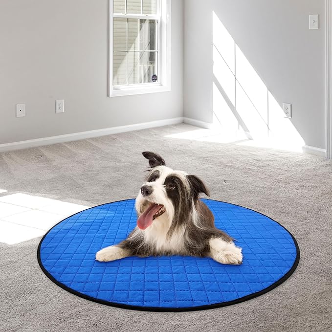 Dog Playpen Mat Pee Pad for Puppy Cat Round Shape Non-Slip Washable Whelping Pads Leakproof Potty Training Pads Reusable Absorption Pet Cage Liner