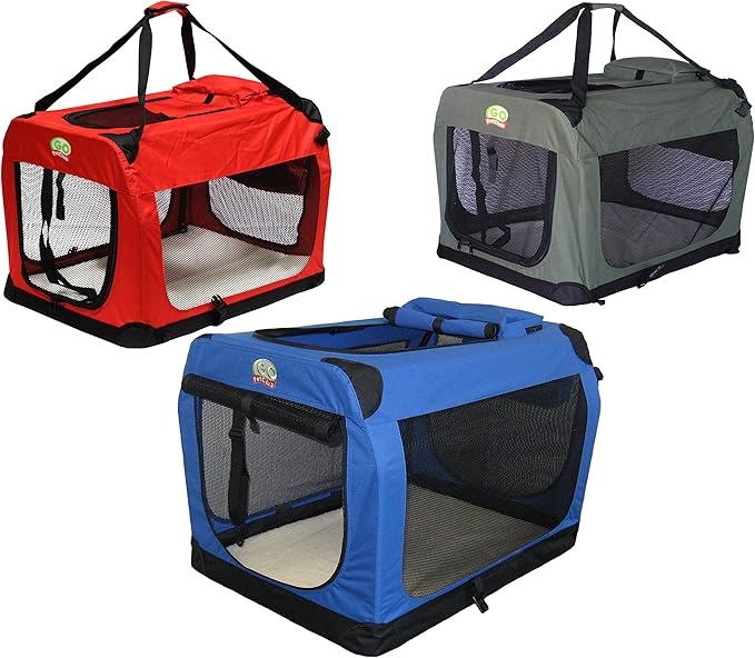 Go Pet Club 20" Soft Collapsible Dog Crate for Dogs, Portable Pet Carrier, Thick Padded Pet Travel Crate for Indoor & Outdoor, Soft Sided Pet Foldable Kennel Cage with Durable Mesh Windows, Sage Green